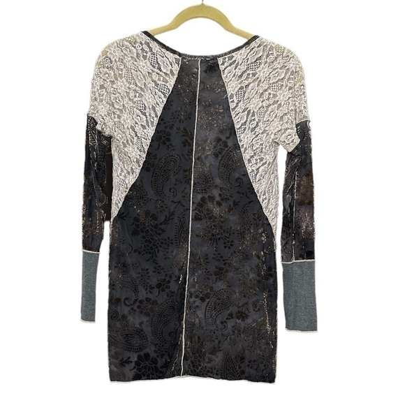 Contemporary Boho Chic Lace Detail Long Sleeve Top / Tunic - Picture 2 of 3